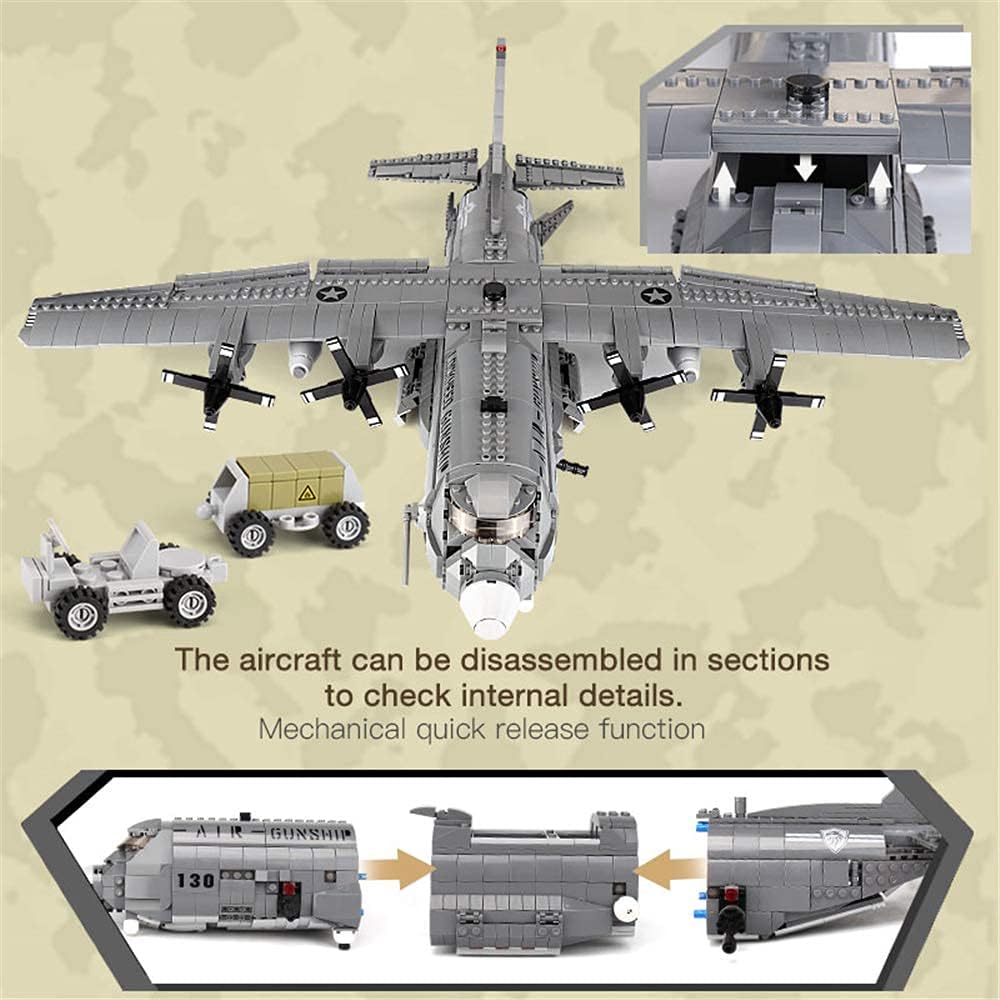 DAHONPA Military Series AC130 Aerial Gunboat Building Blocks Set with 1713 Pieces