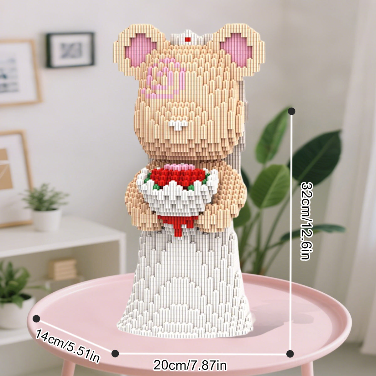 DAHONPA Wedding Bride Bear Micro Building Blocks Set (2950 Pieces), with Wedding Dress Design, Decoration Present, Toy Gift for Lovers Men & Women
