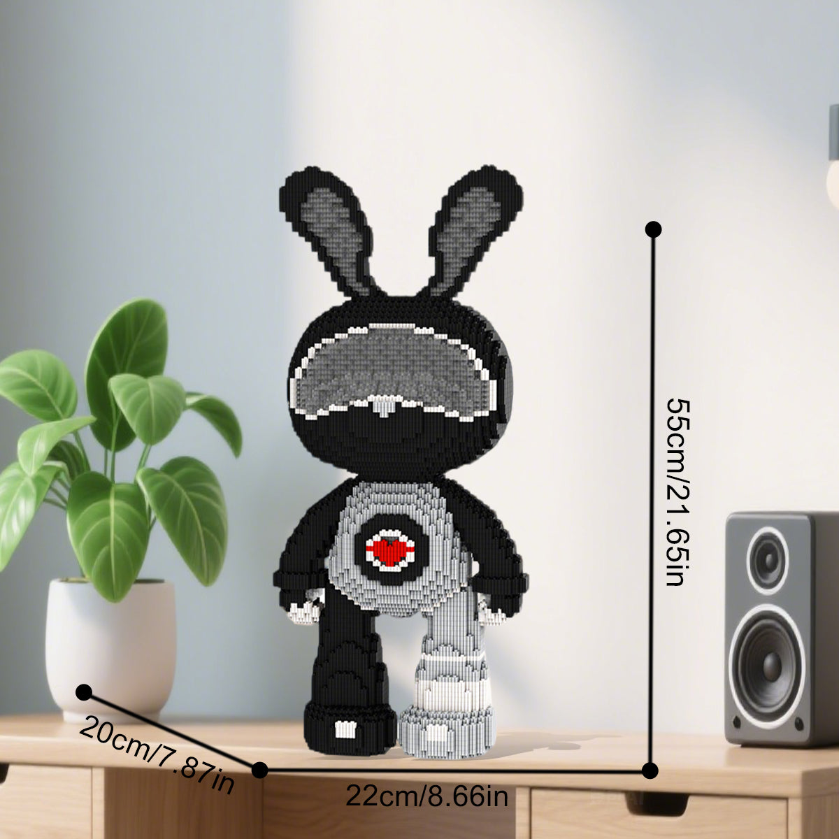 DAHONPA Black Interstellar Boy Rabbit Building Blocks Set, Decoration Toy 6550 Pieces, Display Model Gift for Lovers Men & Women