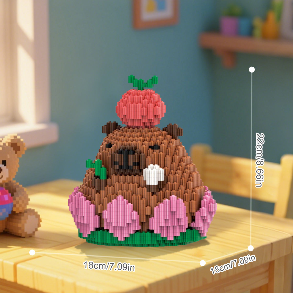 DAHONPA Animals Series Capybara Toy Micro Building Block Set, 2110 Pieces with Lotus base Design, Decoration Present for Adults & Boys & Girls
