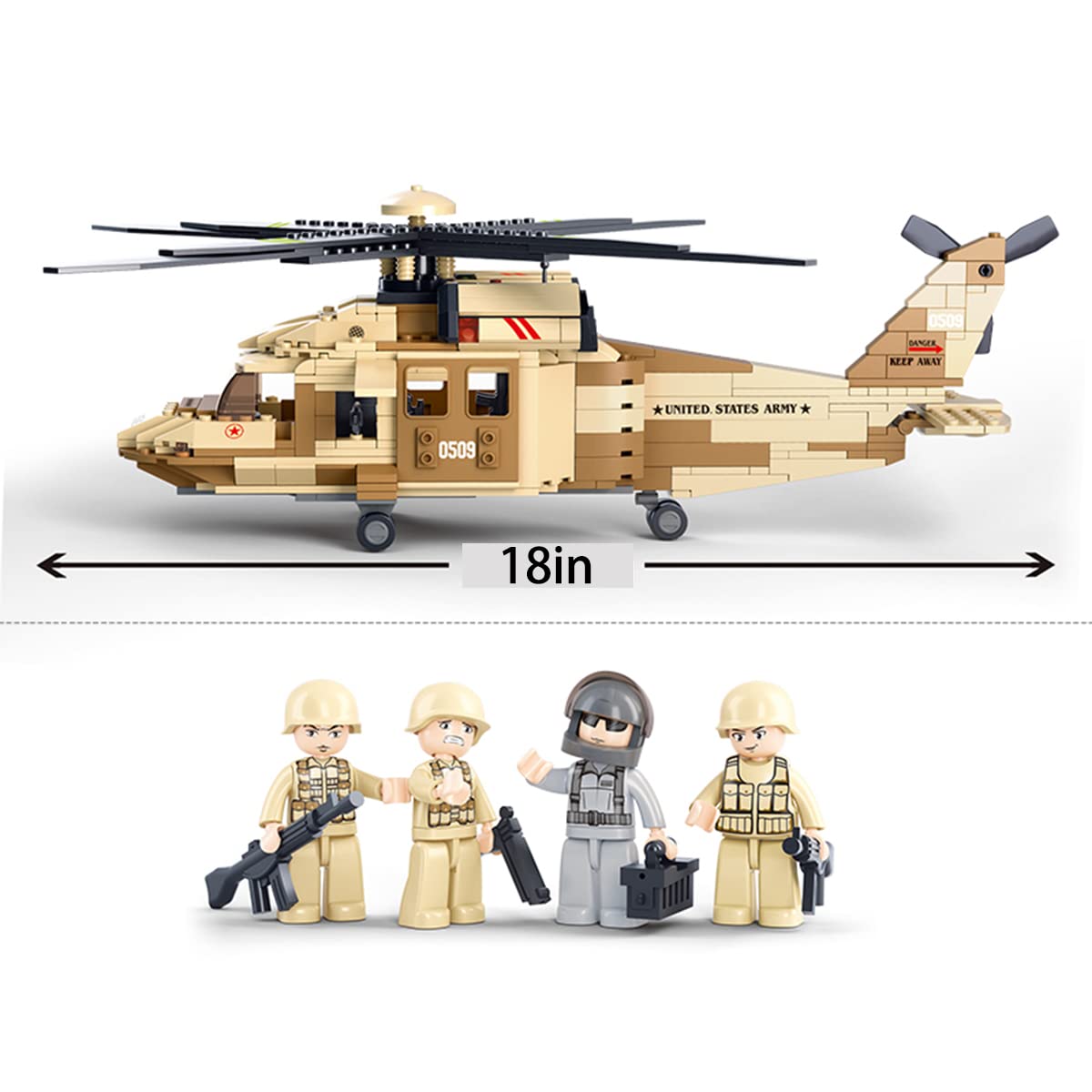 DAHONPA Military Series UH-60L Black Hawk Helicopter Army Airplane Building Blocks Set with 439 Pieces