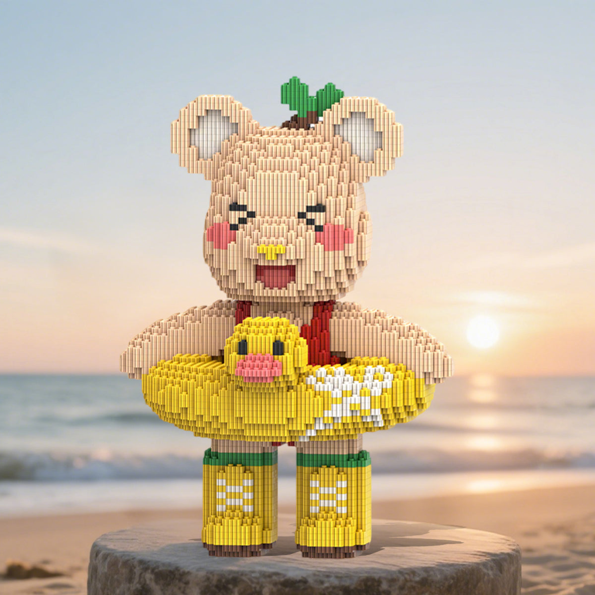 DAHONPA Swimming Ring Bear Brick Micro Building Blocks (4300 PCS), Bearbricks Set Creative Home & Office Decor, Gift for Adults and Kids