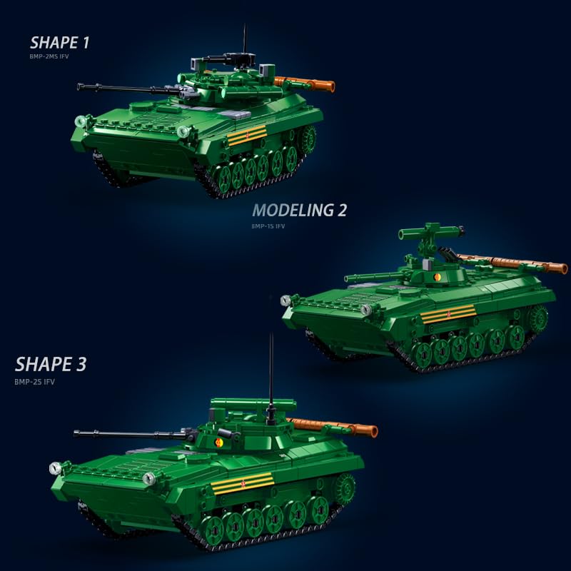 DAHONPA Military Series BMP-1 Infantry Fighting Vehicle Army Building Blocks Set with 738 Pieces
