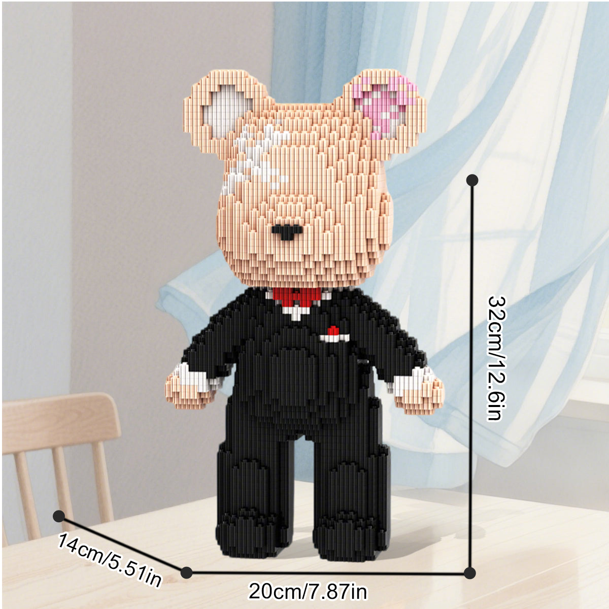 DAHONPA Bridegroom Bear Brick Micro Building Blocks Set (2350 Pieces), with Black Suit Design, Wedding Decoration Present for Lovers Men & Women