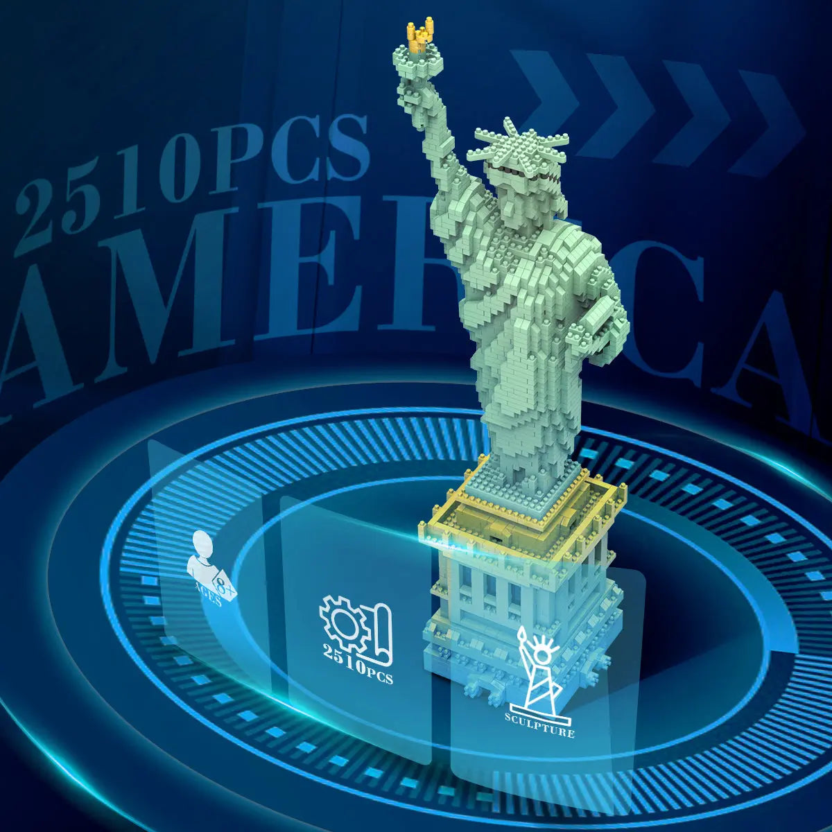 DAHONPA Architecture Series Statue of Liberty Micro Mini Building Blocks Set with 2510 Pieces OXCTOY