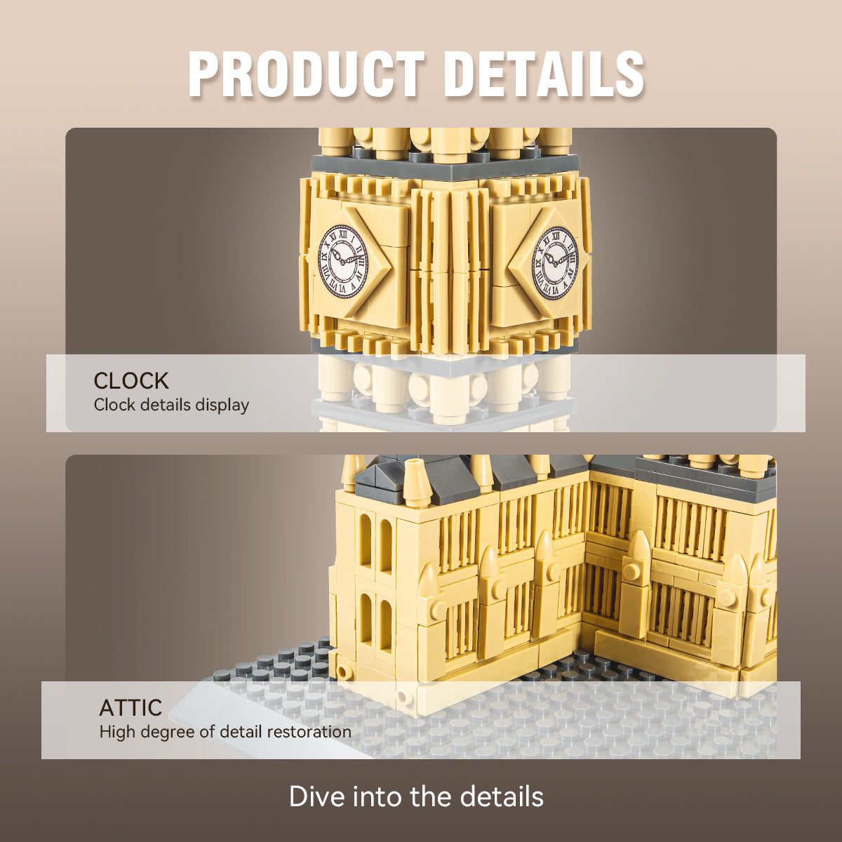 DAHONPA Big Ben Architecture Building Blocks Set, 891 Pieces Elizabeth Tower Building Toy Architecture Decor Model, Gift for Kids and Adults