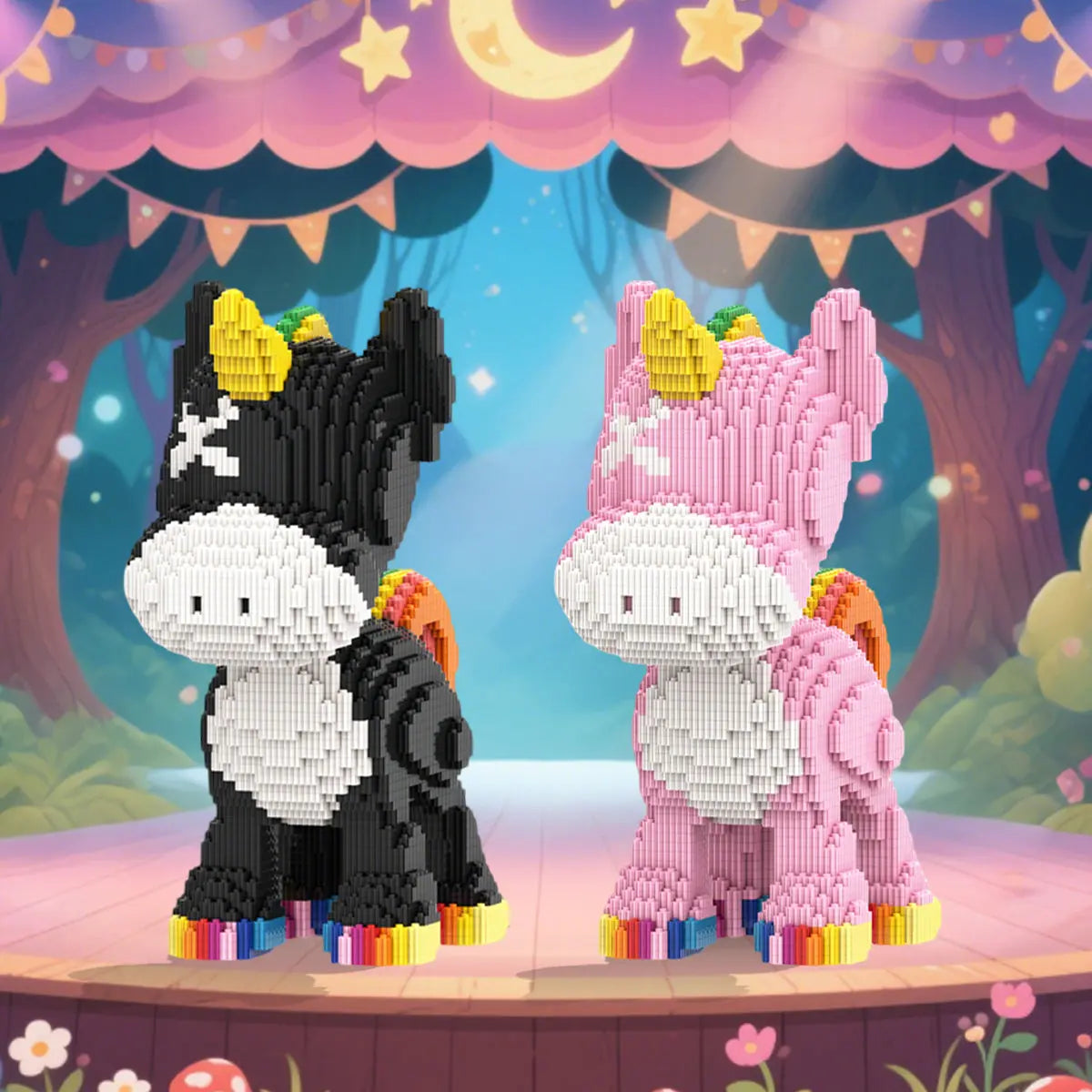 DAHONPA Animal Series Rainbow Pink Donkey Toy Building Block Set, 4460 Pieces Micro Brick Sets, Model Decorate Gift for Boys & Girls DAHONPA