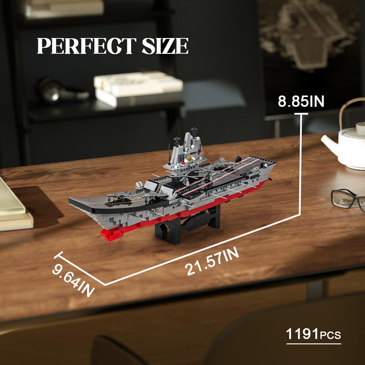 DAHONPA Aircraft Carrier Building Blocks Set with 1191 Pieces Warship Building Suit with Patrol Boats, Fighter, Jets