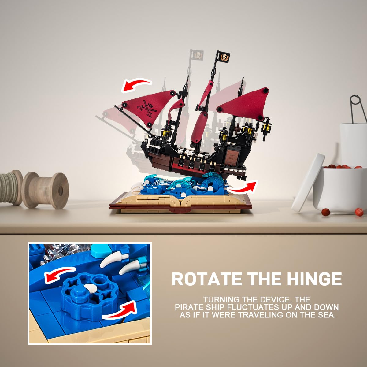 DAHONPA Grimoire Series Queen Anne's Revenge Ship Building Blocks Set with 966 Pieces