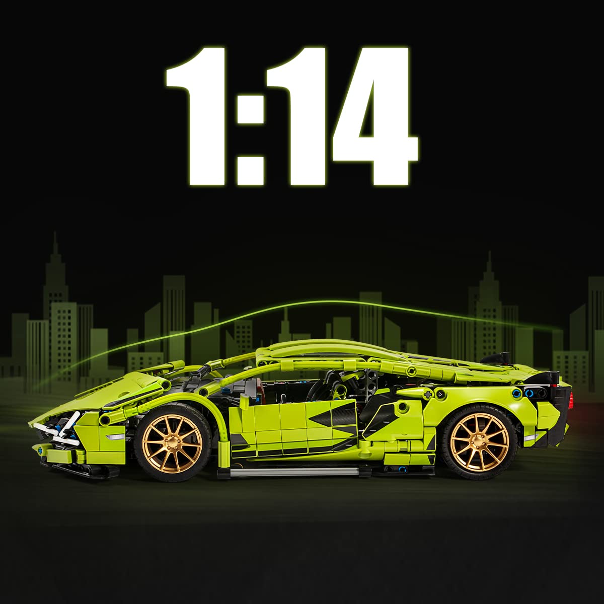 DAHONPA Car Series Green Sports Car Building Blocks Set 1:14 Scale Model Toy with 1268 Pieces