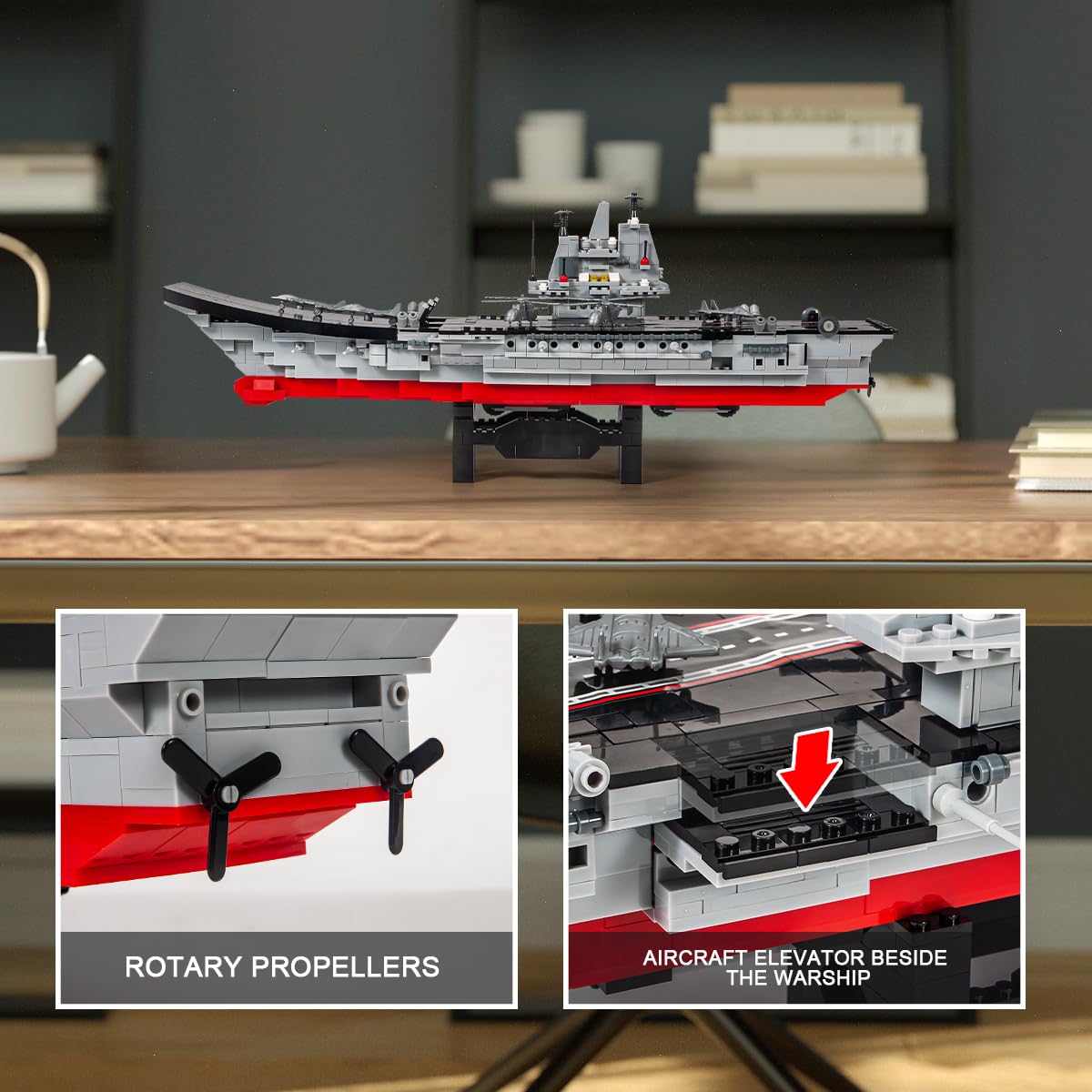 DAHONPA Aircraft Carrier Building Blocks Set with 1191 Pieces Warship Building Suit with Patrol Boats, Fighter, Jets