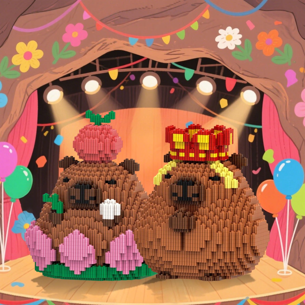 DAHONPA Animals Series Capybara Toy Micro Building Block Set, 2110 Pieces with Lotus base Design, Decoration Present for Adults & Boys & Girls