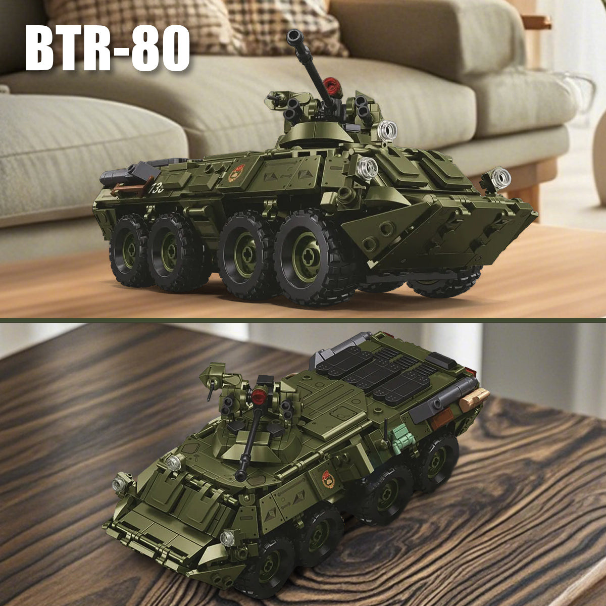 DAHONPA BTR-80AS Infantry Fighting Vehicle Building Blocks Set |2-in-1 Military Model Kit