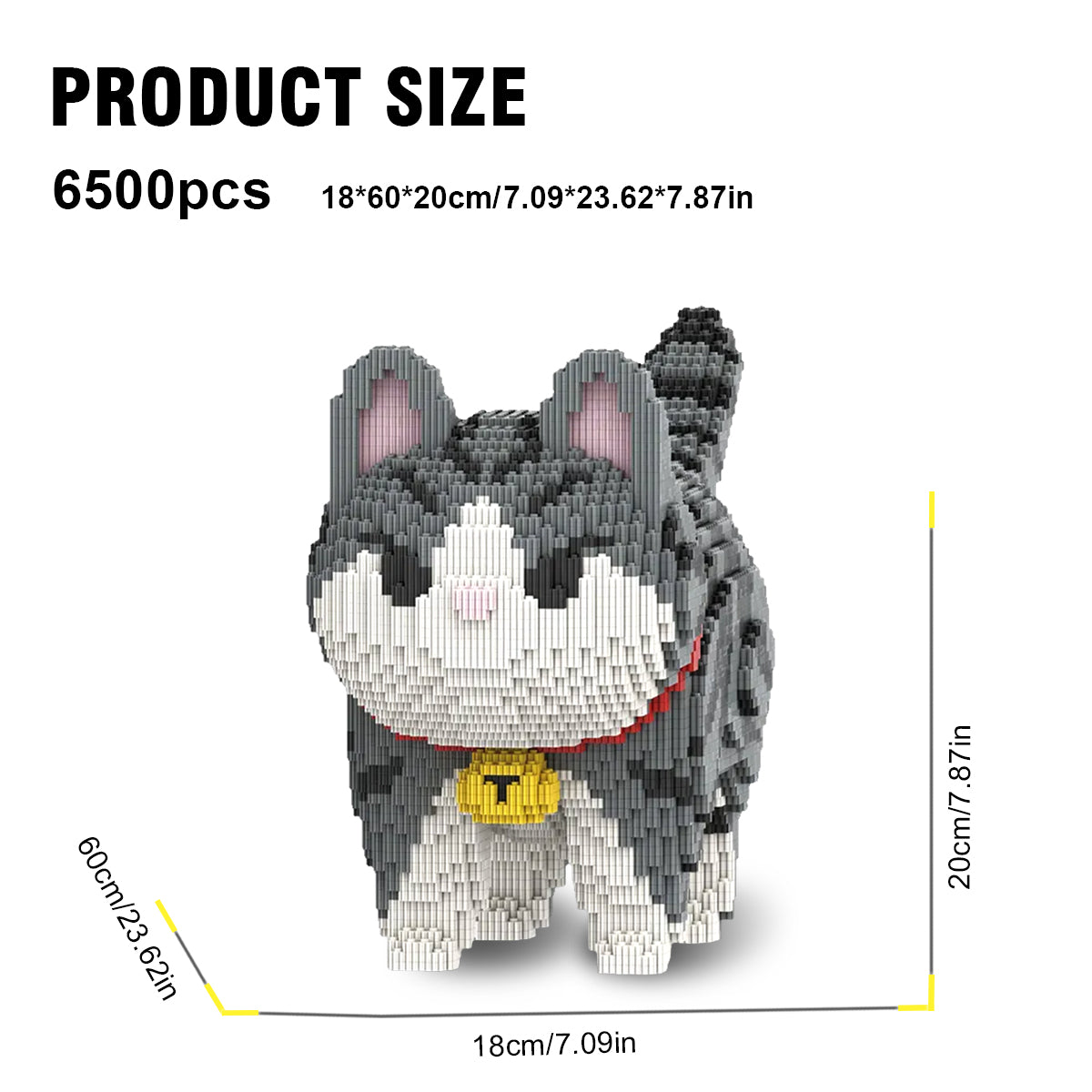 DAHONPA Animal Bell Tabby Cat Cute Micro Building Blocks Set(11800PCS), Creative Home & Office Decor, Gift for Adults and Kids