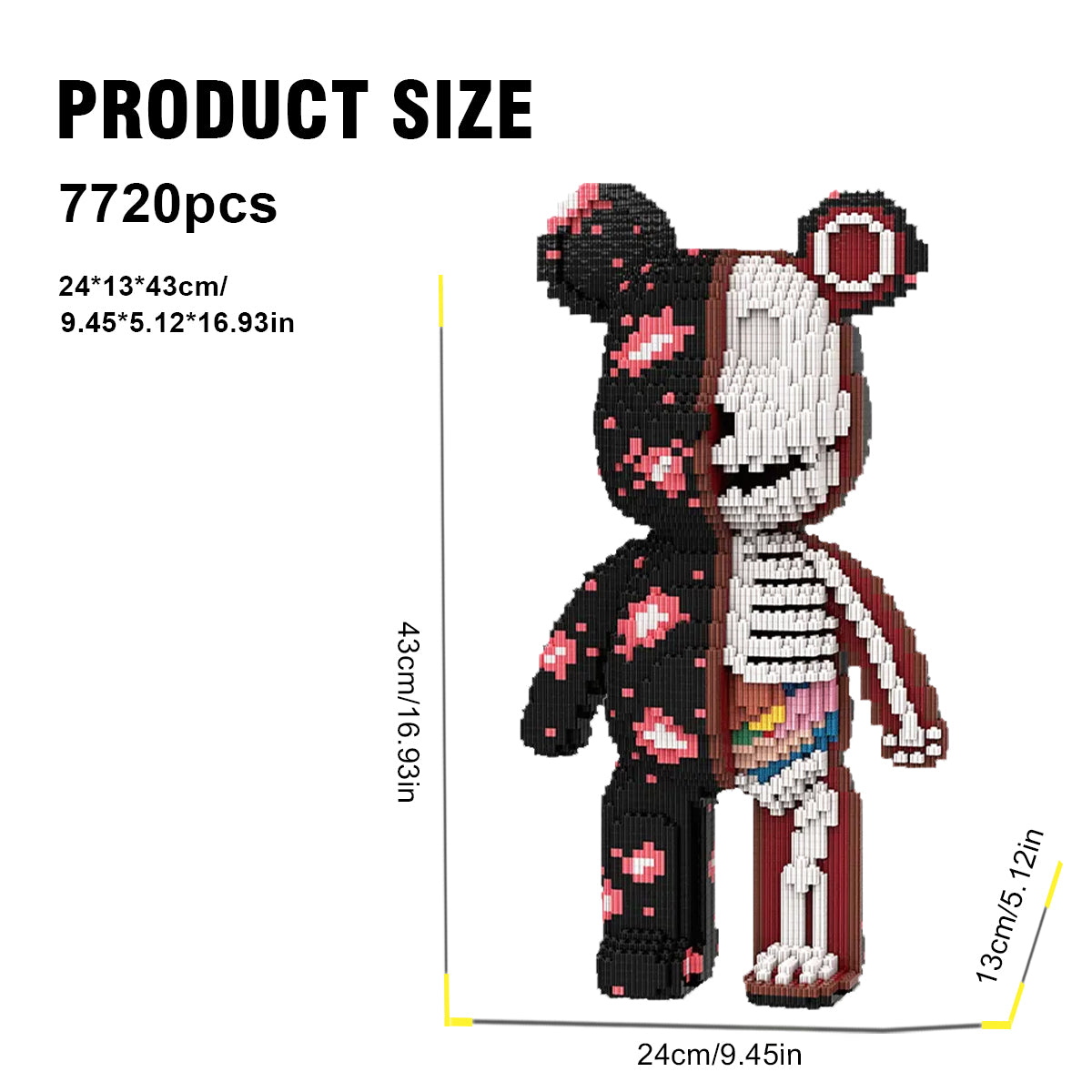 DAHONPA Animal Dissection Skeleton Bear Micro Building Blocks Set(7220PCS), Creative Home & Office Decor, Gift for Adults and Kids