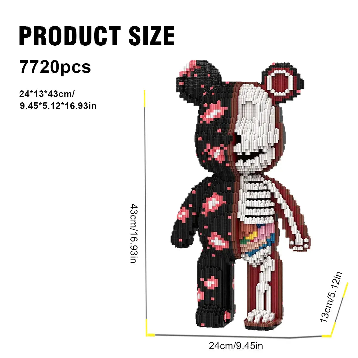 DAHONPA Animal Dissection Skeleton Bear Micro Building Blocks Set(7220PCS), Creative Home & Office Decor, Gift for Adults and Kids DAHONPA