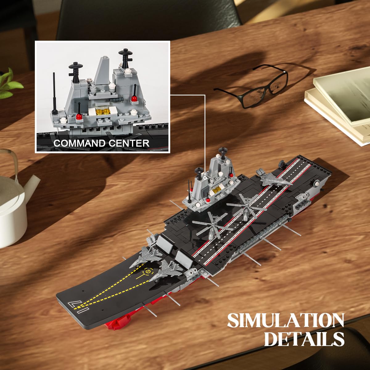 DAHONPA Aircraft Carrier Building Blocks Set with 1191 Pieces Warship Building Suit with Patrol Boats, Fighter, Jets