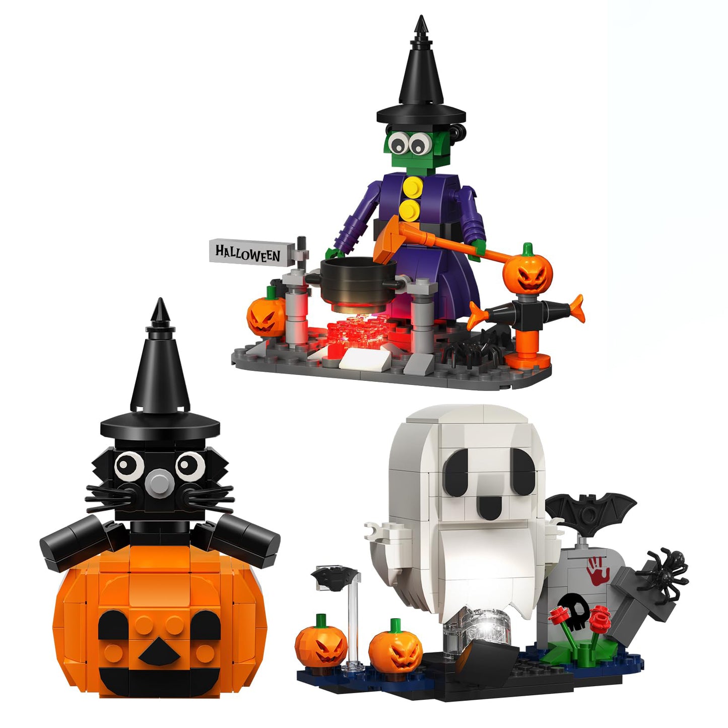 DAHONPA Halloween Ghosts Witch Pumpkin Building Blocks Set Toys with 473 Pieces