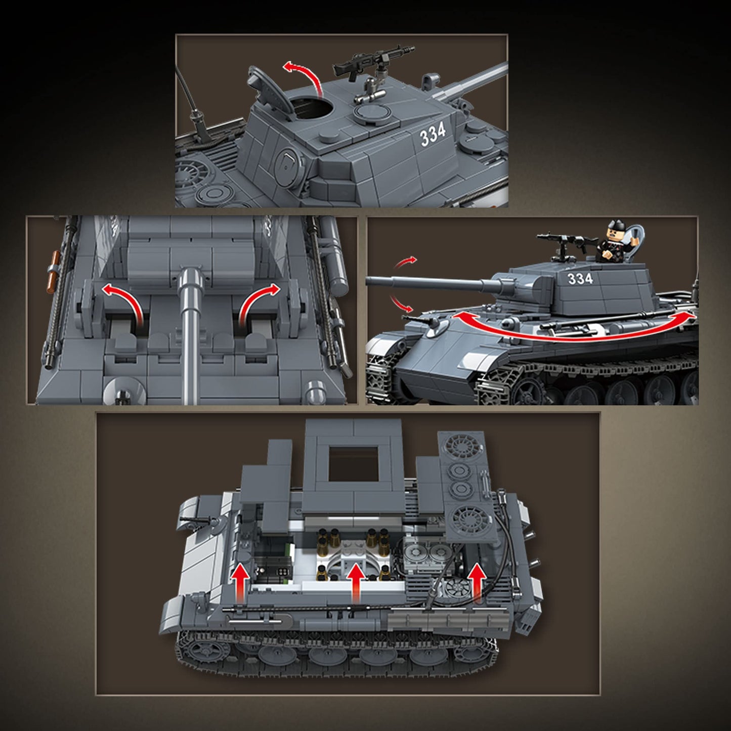 DAHONPA Military Series Panzerkampfwagen V Panther Tank Building Blocks Set with 1180 Pieces