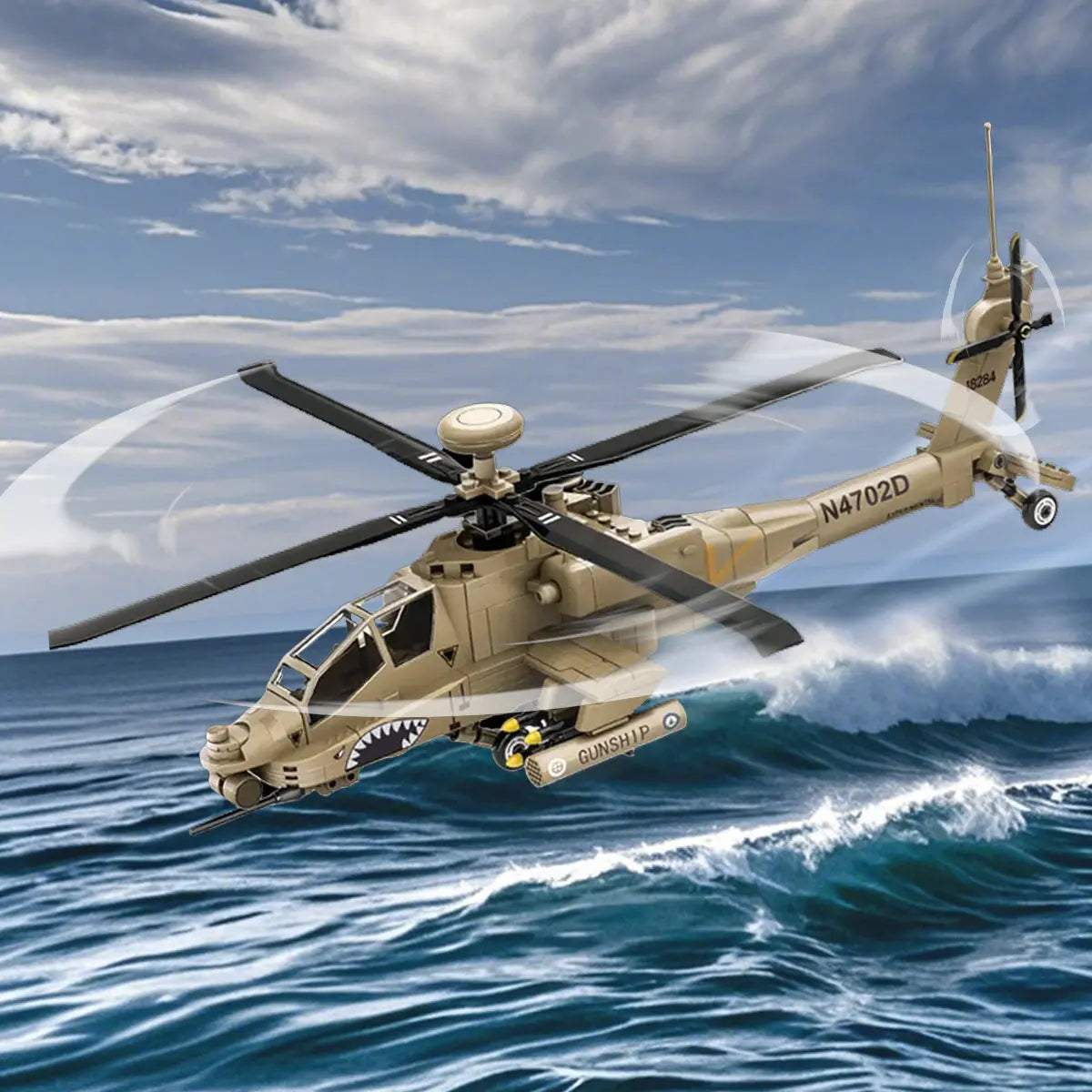 DAHONPA AH-64 Apache Helicopter Military Army Airplane Building Bricks Set, 255 Pieces Air-Force Build Blocks Toy, Gift for Kid and Adult. DAHONPA