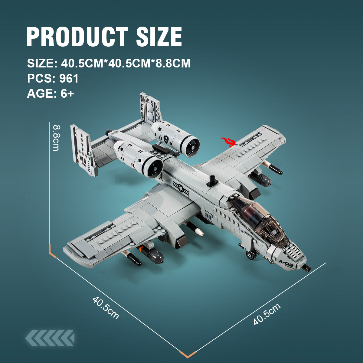 DAHONPA Military Series A10 Warthog Fighter Building Blocks Set with 931 Pieces
