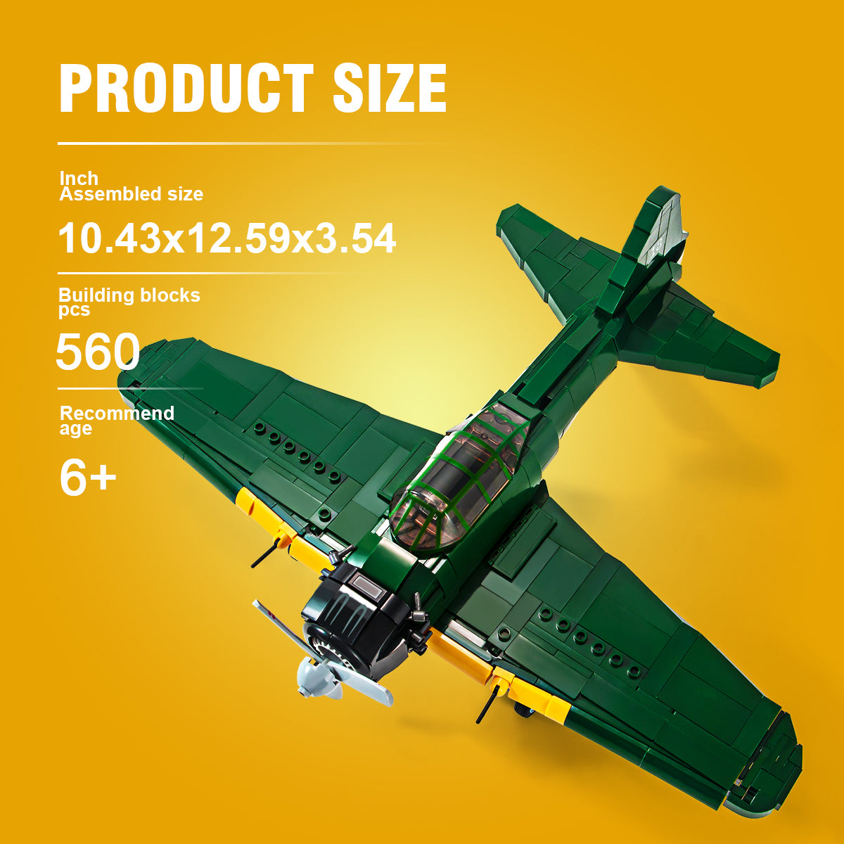 DAHONPA Military Series A6M Zero Fighter Army Airplane Building Blocks Set with 560 Pieces