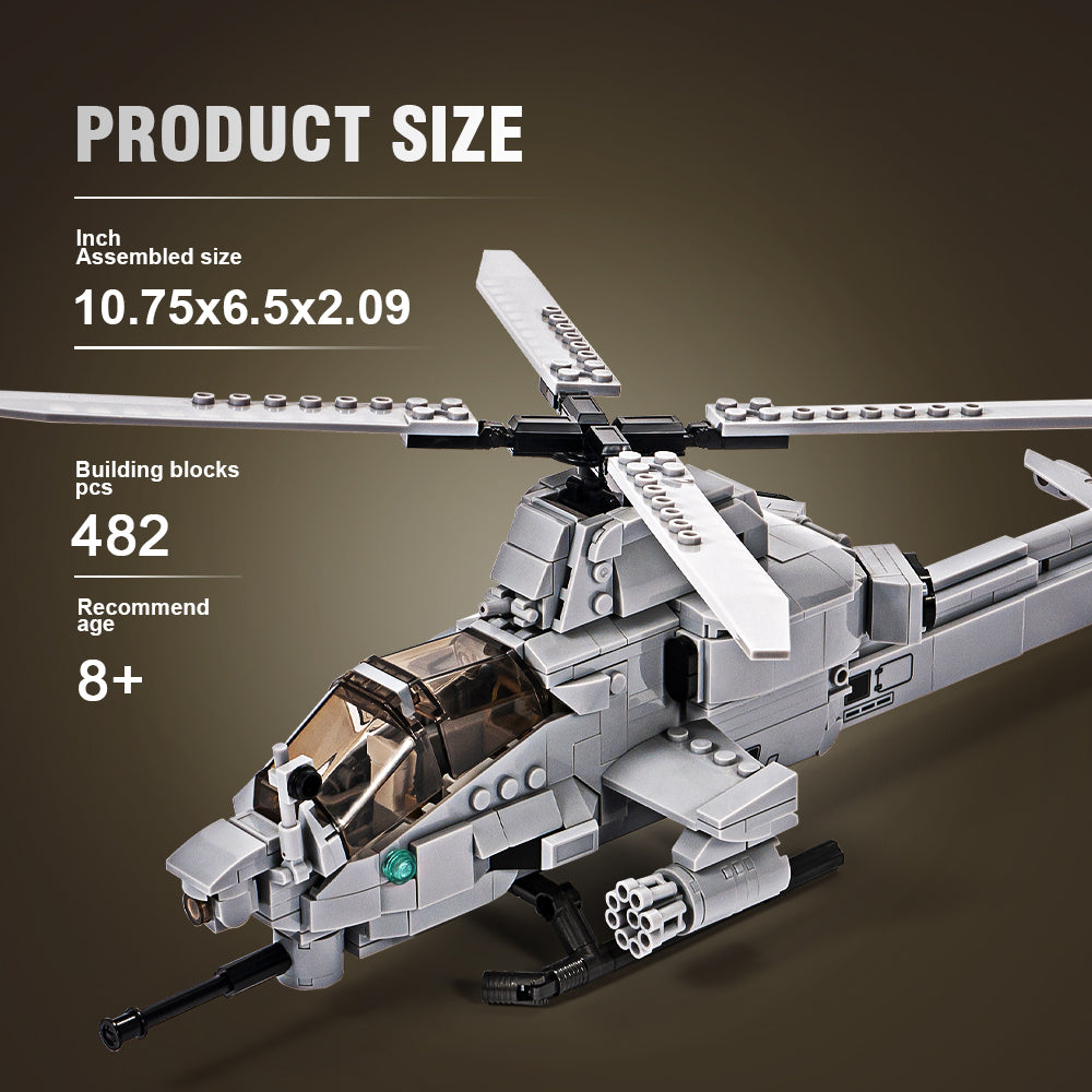 DAHONPA Military Series AH-1Z Helicopter Building Blocks Set with 482 Pieces