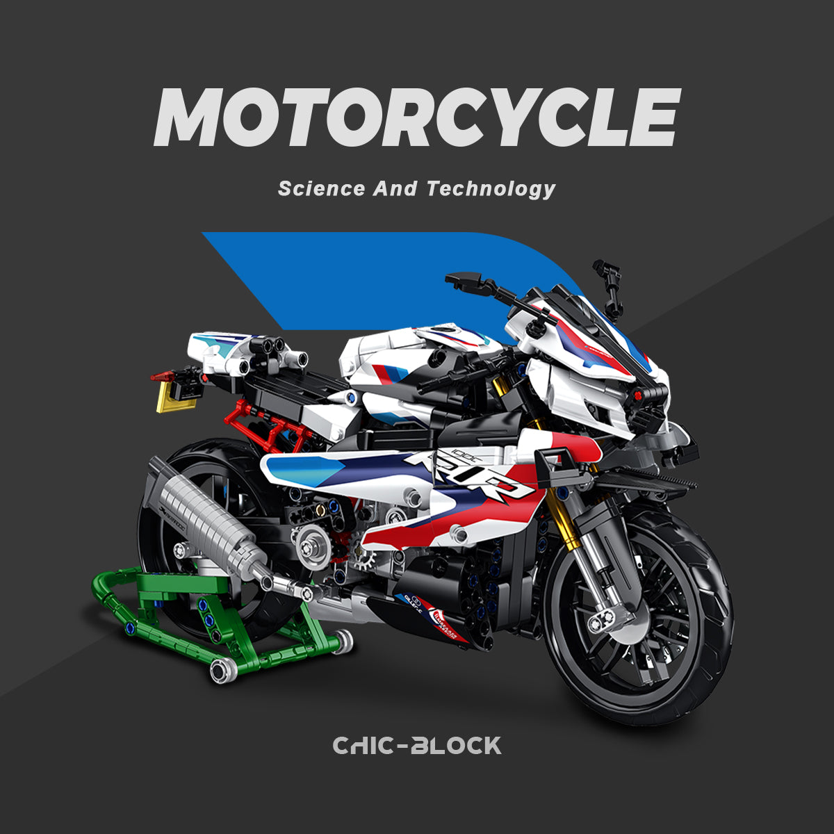DAHONPA BMW Motorcycle 1000 RR Model Building Blocks Set, 912 Pieces Bricks, MOC Toys as Gift for Kids or Adult