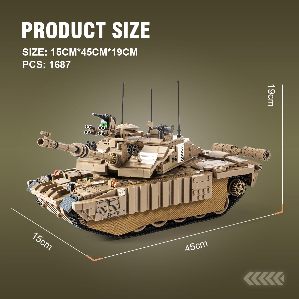 DAHONPA Military Series Challenger II Series Main Battle Tank Army Building Block with 1687 Pieces, Military Historical Collection Model