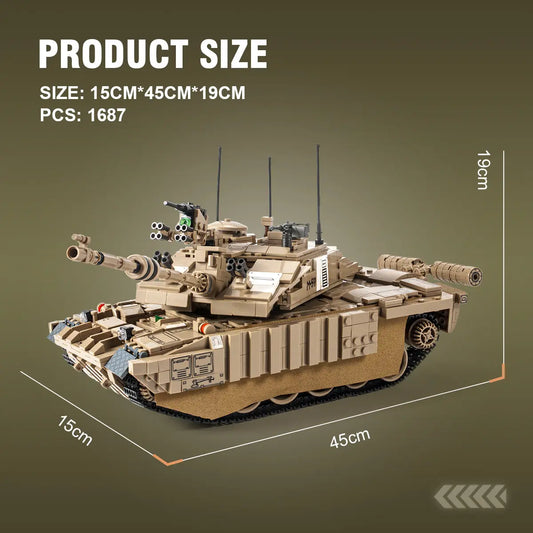 DAHONPA Military Series Challenger II Series Main Battle Tank Army Building Block with 1687 Pieces, Military Historical Collection Model DAHONPA