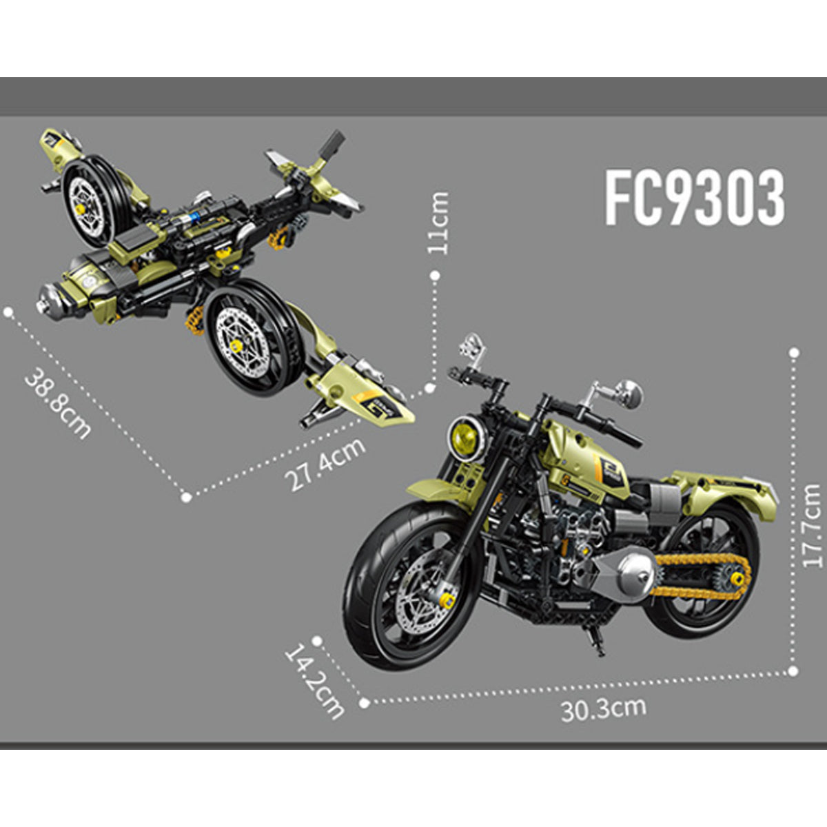 DAHONPA 2 in-1 Transform Motorbike Building Blocks Set, with 479 PCS Moto & Fighter Transform