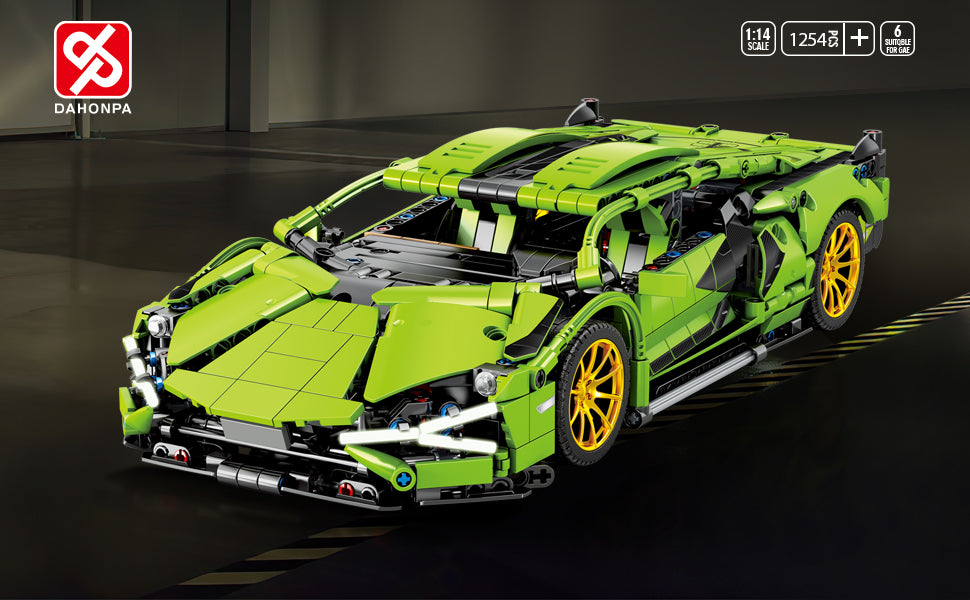 DAHONPA Car Series Green Sports Car Building Blocks Set 1:14 Scale Model Toy with 1268 Pieces