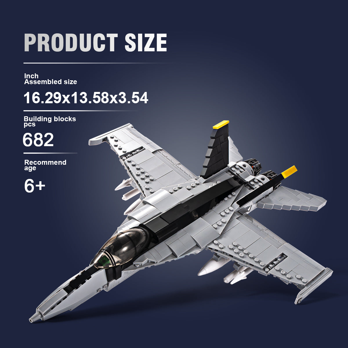 DAHONPA Military Series F/A-18E Bumblebee Fighter Building Blocks Set with 682 Pieces