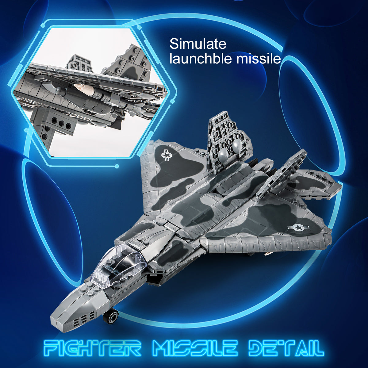 DAHONPA Military Series F-22 Raptor Fighter Army Airplane Building Blocks Set with 626 Pieces