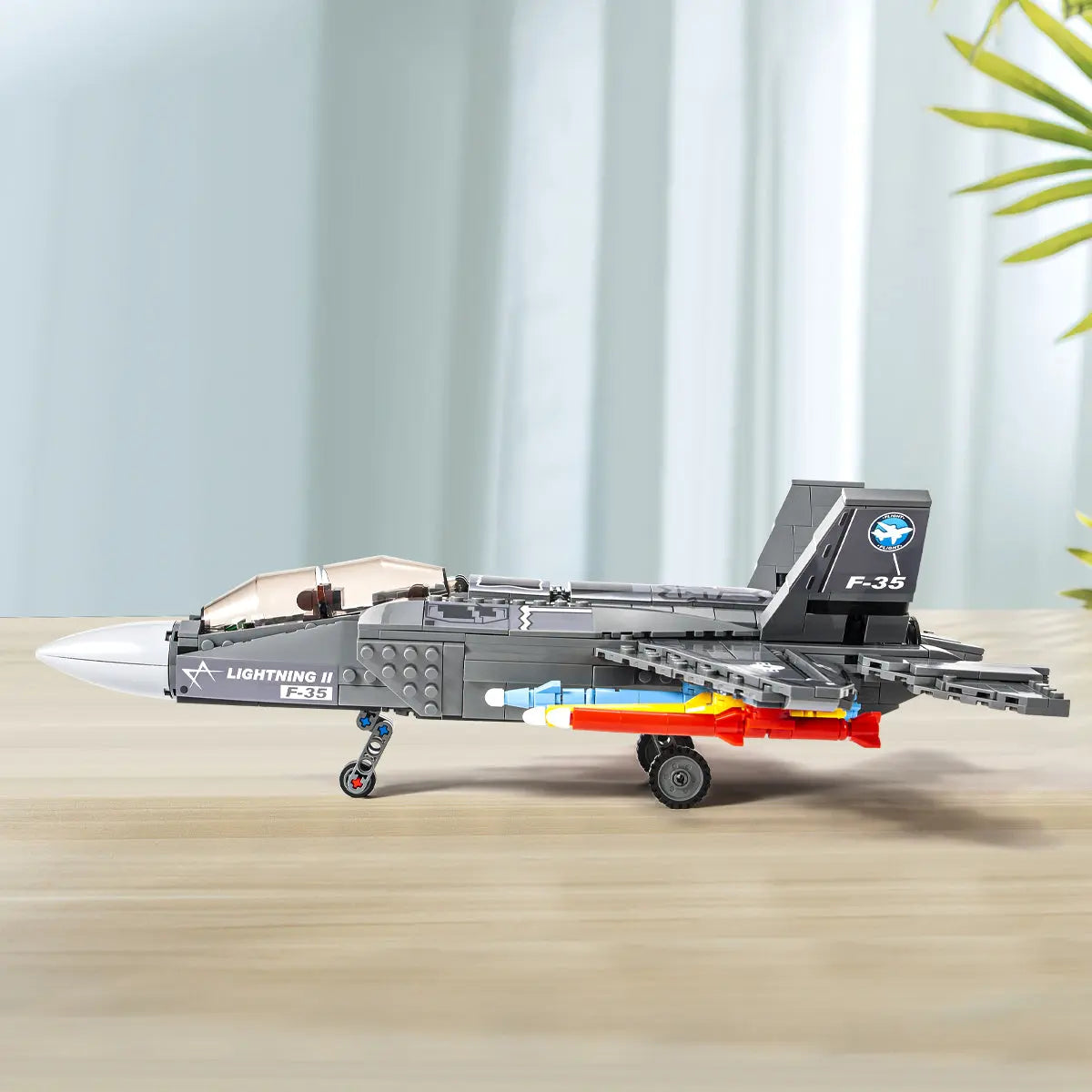 DAHONPA F-35 Lightning II Fighter Military Army Airplane Building Bricks Set, 867 Pieces Air-Force Build Blocks Toy, Gift for Kid and Adult DAHONPA