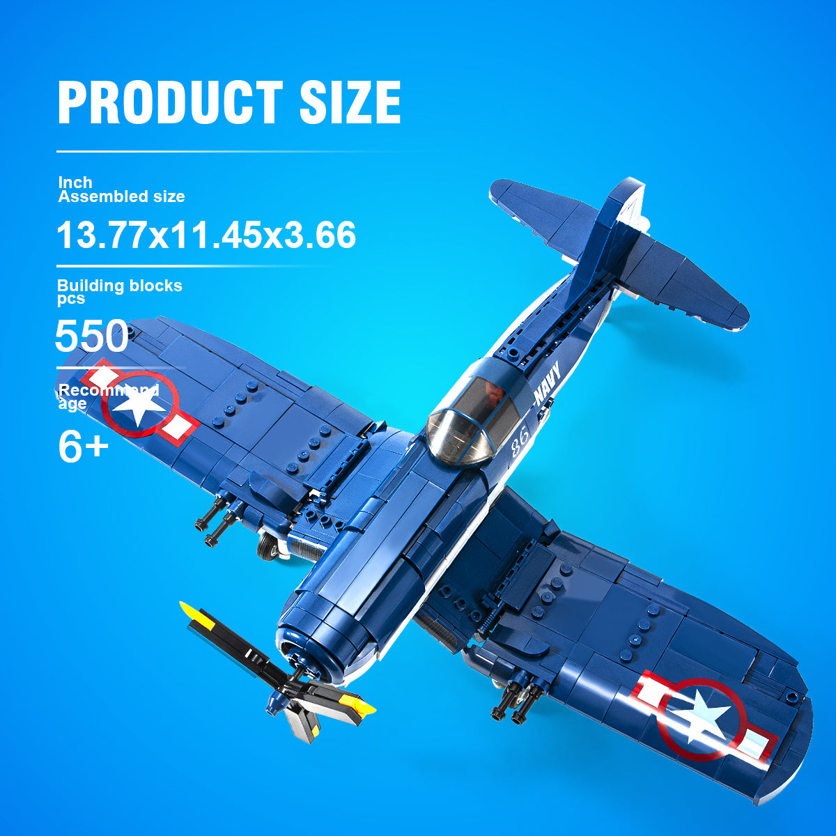 DAHONPA Military Series F4U Fighter Building Blocks Set with 550 Pieces