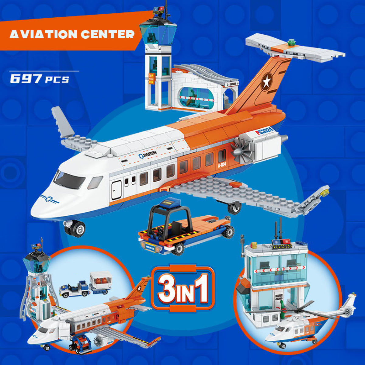 DAHONPA City Passenger Airplane Building Set, 3-in-1 Airport Plane Building Block Toy, Planes Model Toys Gifts for Kids Boys Girls