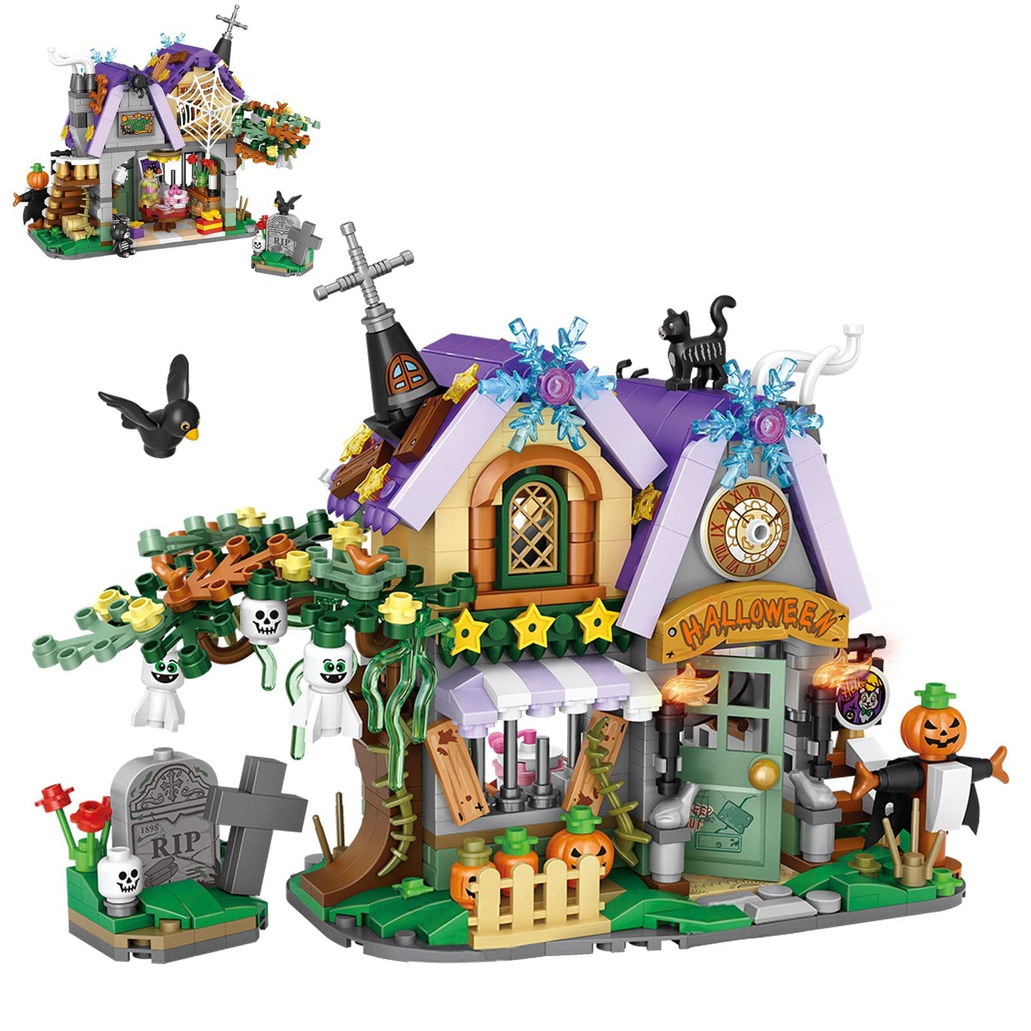 DAHONPA Halloween Haunted House Building Blocks Toys with 783 Pieces