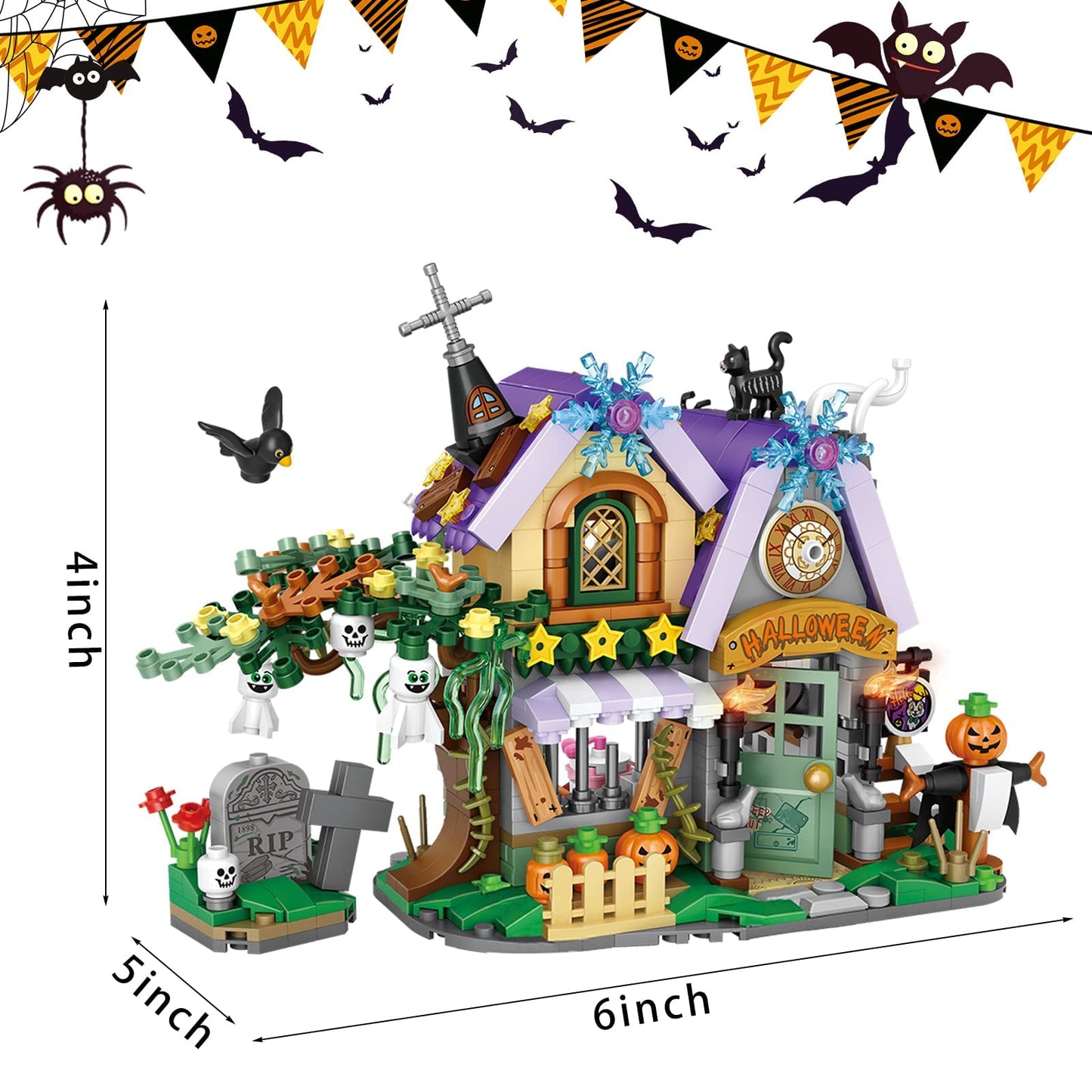 DAHONPA Halloween Haunted House Building Blocks Toys with 783 Pieces