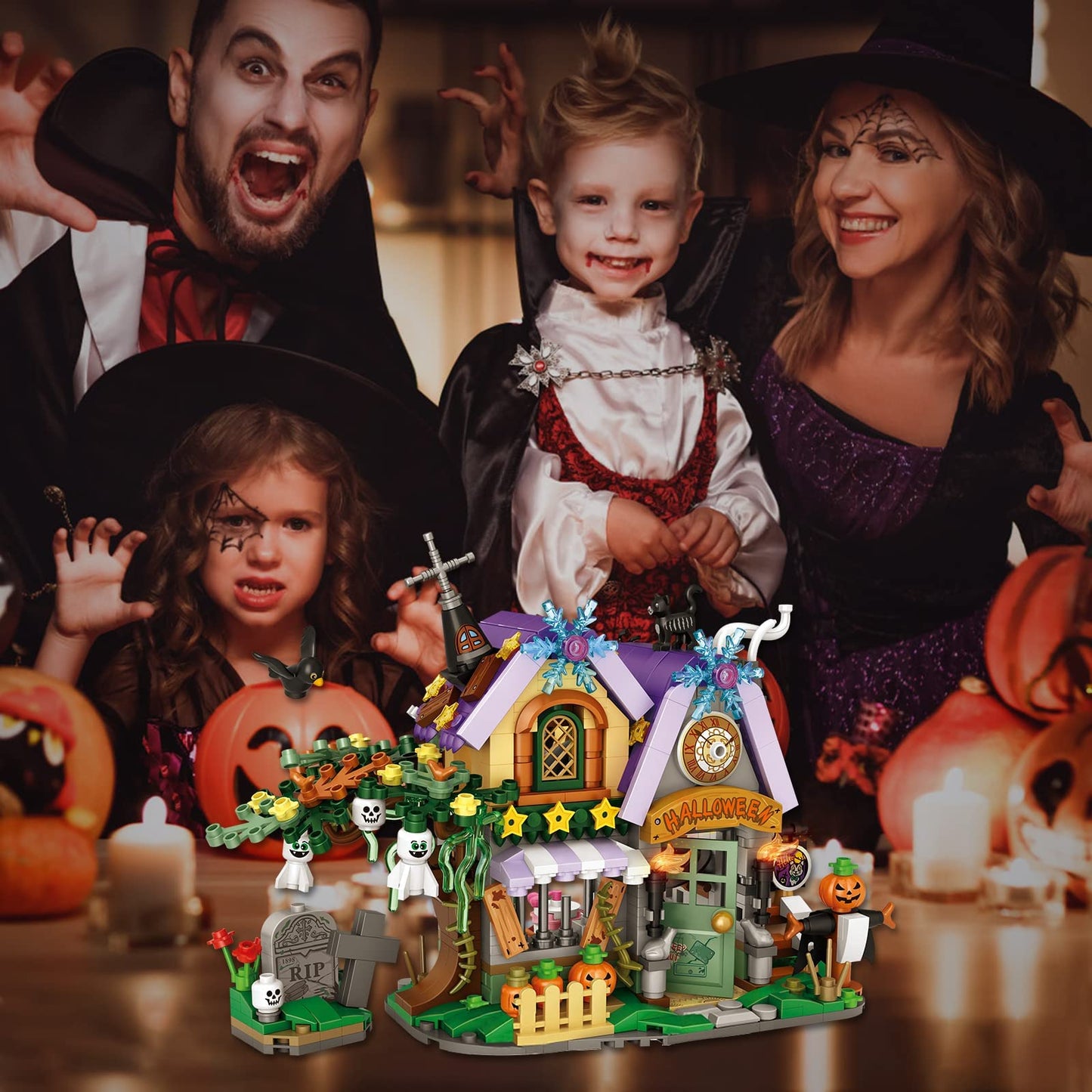 DAHONPA Halloween Haunted House Building Blocks Toys with 783 Pieces