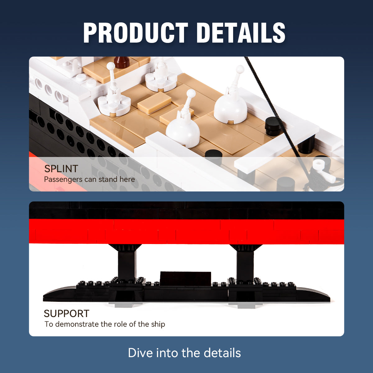 DAHONPA Titanic Model Building Blocks Kit, 1012 Pieces with Figures, Build and Display Cruise Ship Titanic Model, Toys Gift for Kids and Adults