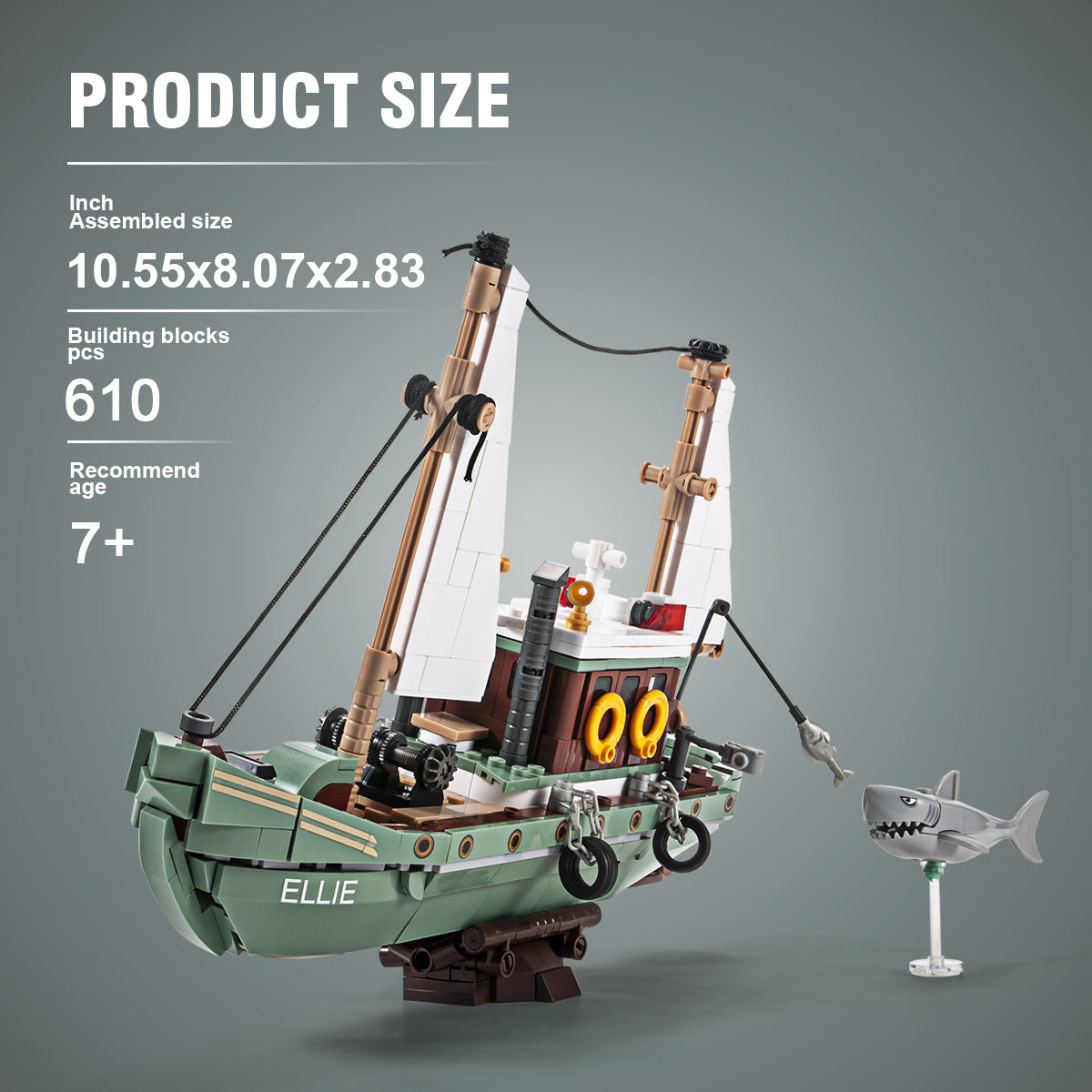 DAHONPA Ship Series Double Pole Fishing Boat Building Blocks Set with 610 Pieces