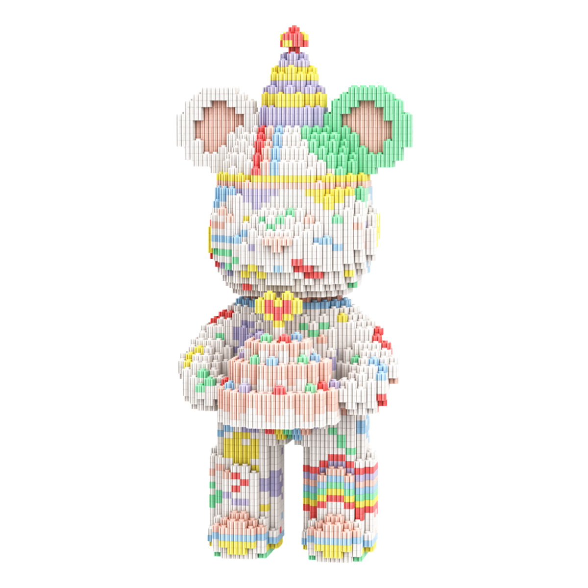 DAHONPA Birthday Cake Bear Micro Building Blocks Set (3680 Pieces), Personalized Bearbrick Decoration Present, Birthday Gift for Adults and Kids