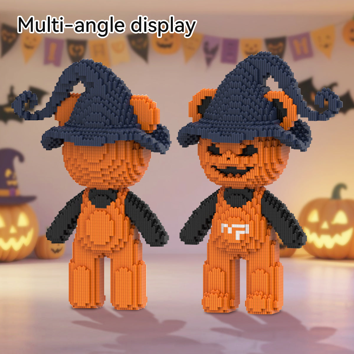 DAHONPA Halloween Pumpkin Bear Building Block Set, 2715 Pieces Micro Brick, Halloween Decoration Present, Home & Office Decor