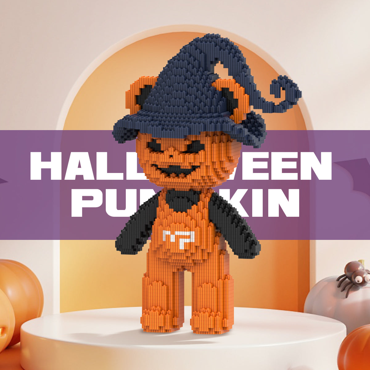 DAHONPA Halloween Pumpkin Bear Building Block Set, 2715 Pieces Micro Brick, Halloween Decoration Present, Home & Office Decor