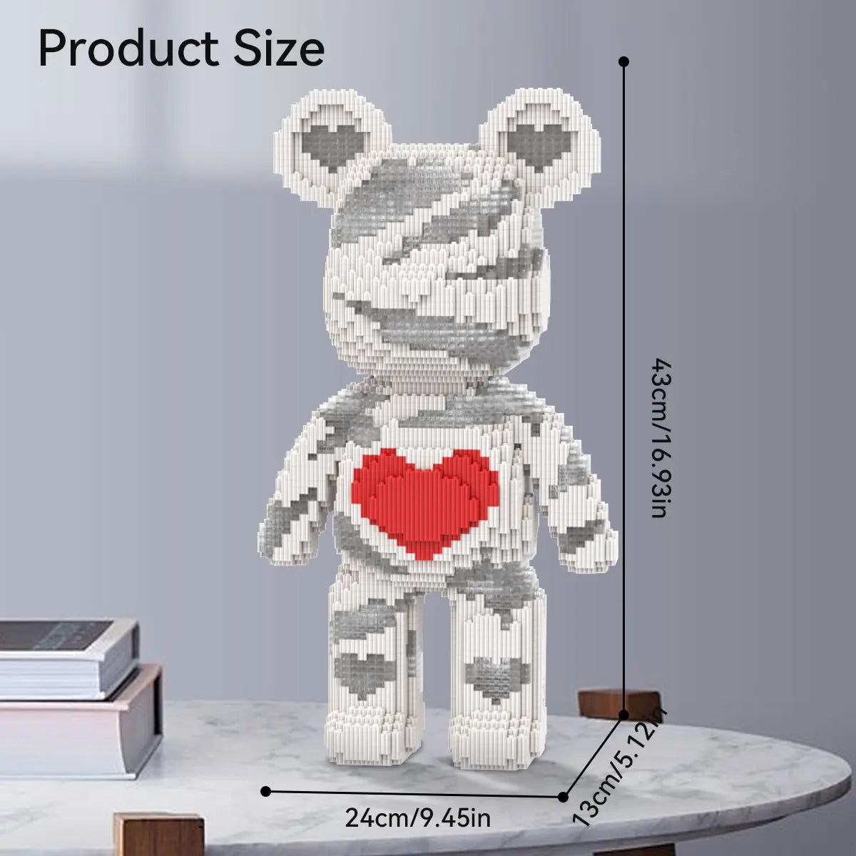 DAHONPA Silver Gray Bandage Heart Bear Building Blocks Set (6400 PCS) – DIY Healing-style Trendy Figurine DAHONPA