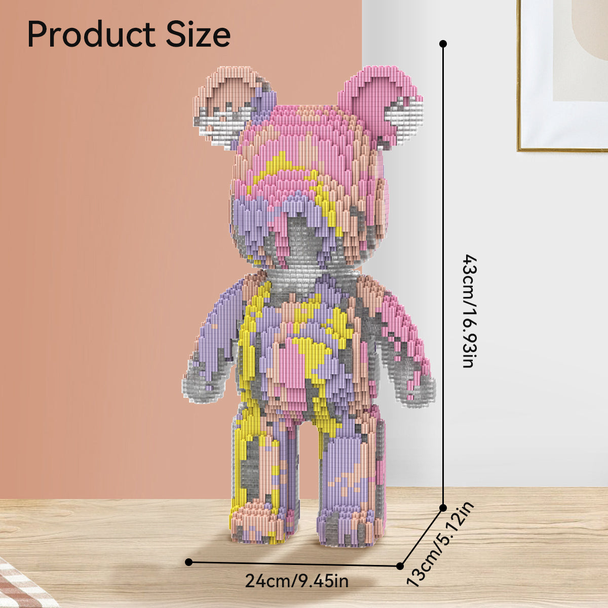 DAHONPA Pink Purple Gilded Splash Ink Bear Micro Building Blocks Set (6400 PCS) – DIY Dreamy Art Trendy Collectible Figurine Toy for Kids & Adults