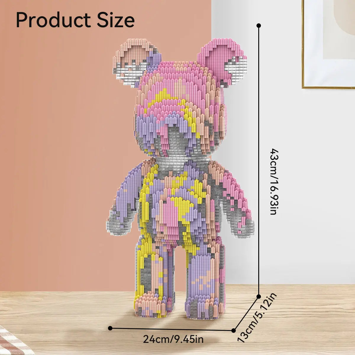 DAHONPA Pink Purple Gilded Splash Ink Bear Micro Building Blocks Set (6400 PCS) – DIY Dreamy Art Trendy Collectible Figurine Toy for Kids & Adults DAHONPA