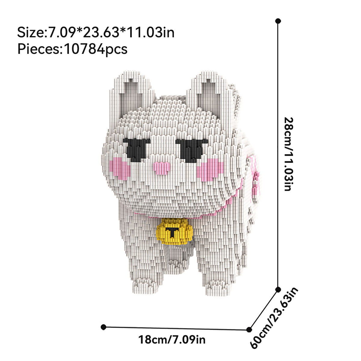 DAHONPA Animal Bell White Cat Cute Micro Building Blocks Set(10784PCS), Creative Home & Office Decor, Gift for Adults and Kids