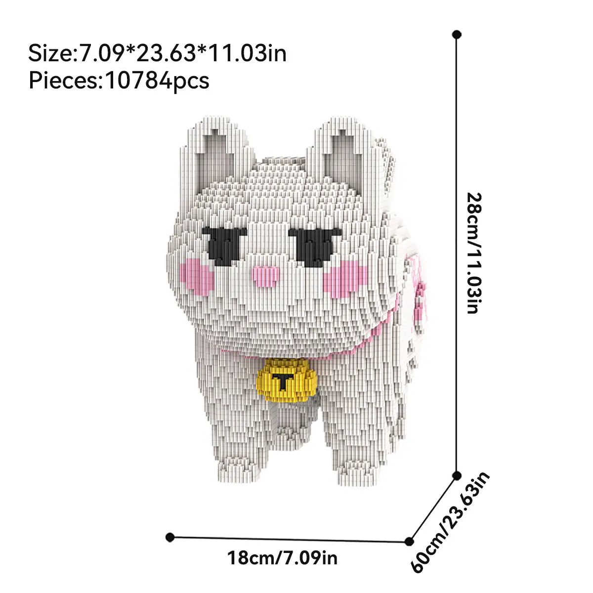 DAHONPA Animal Bell White Cat Cute Micro Building Blocks Set(10784PCS), Creative Home & Office Decor, Gift for Adults and Kids DAHONPA